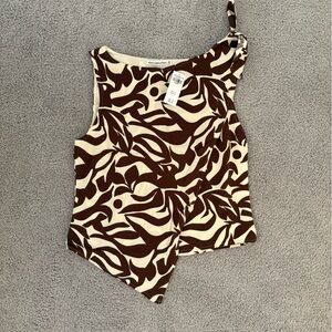 Abercrombie Brown and Cream Women's Top-  NWT
